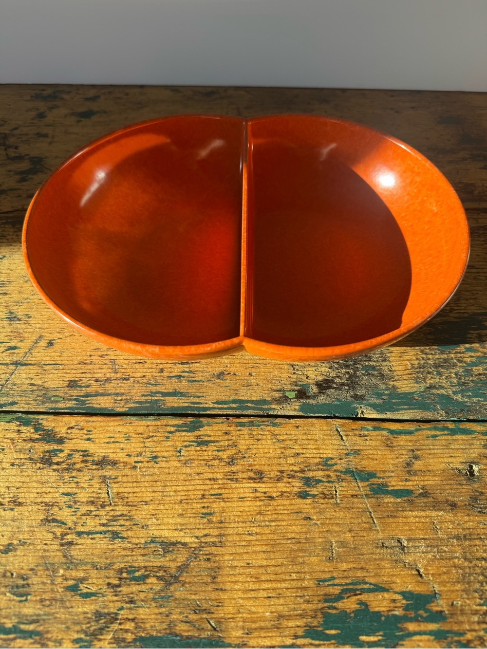 Vintage Orange Melamine Divided Serving Dish